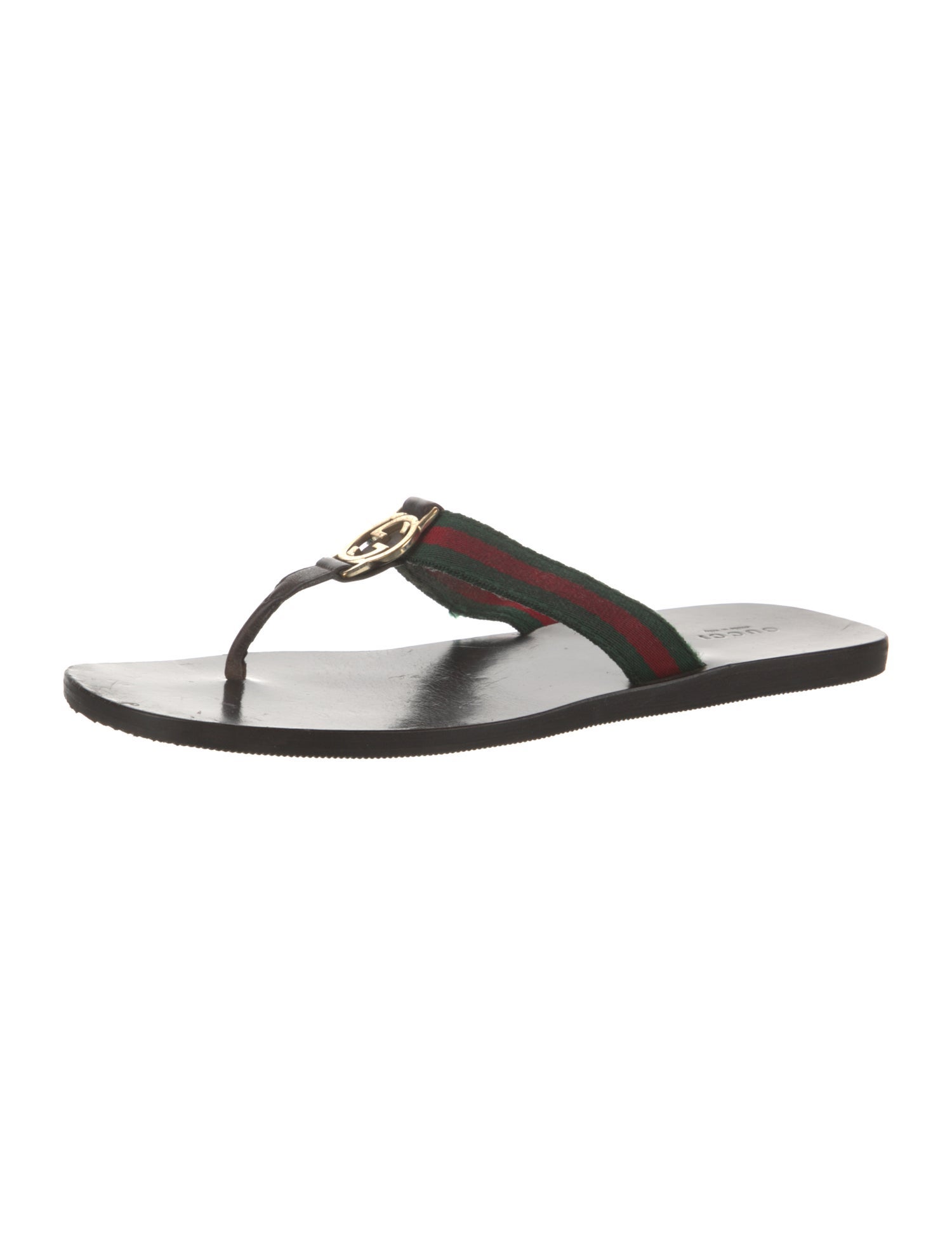 Gucci Web Accent Leather Slides