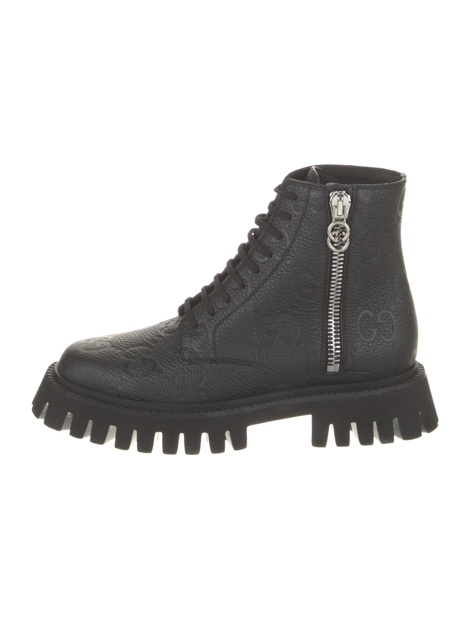 Gucci GG Logo Leather Combat Boots