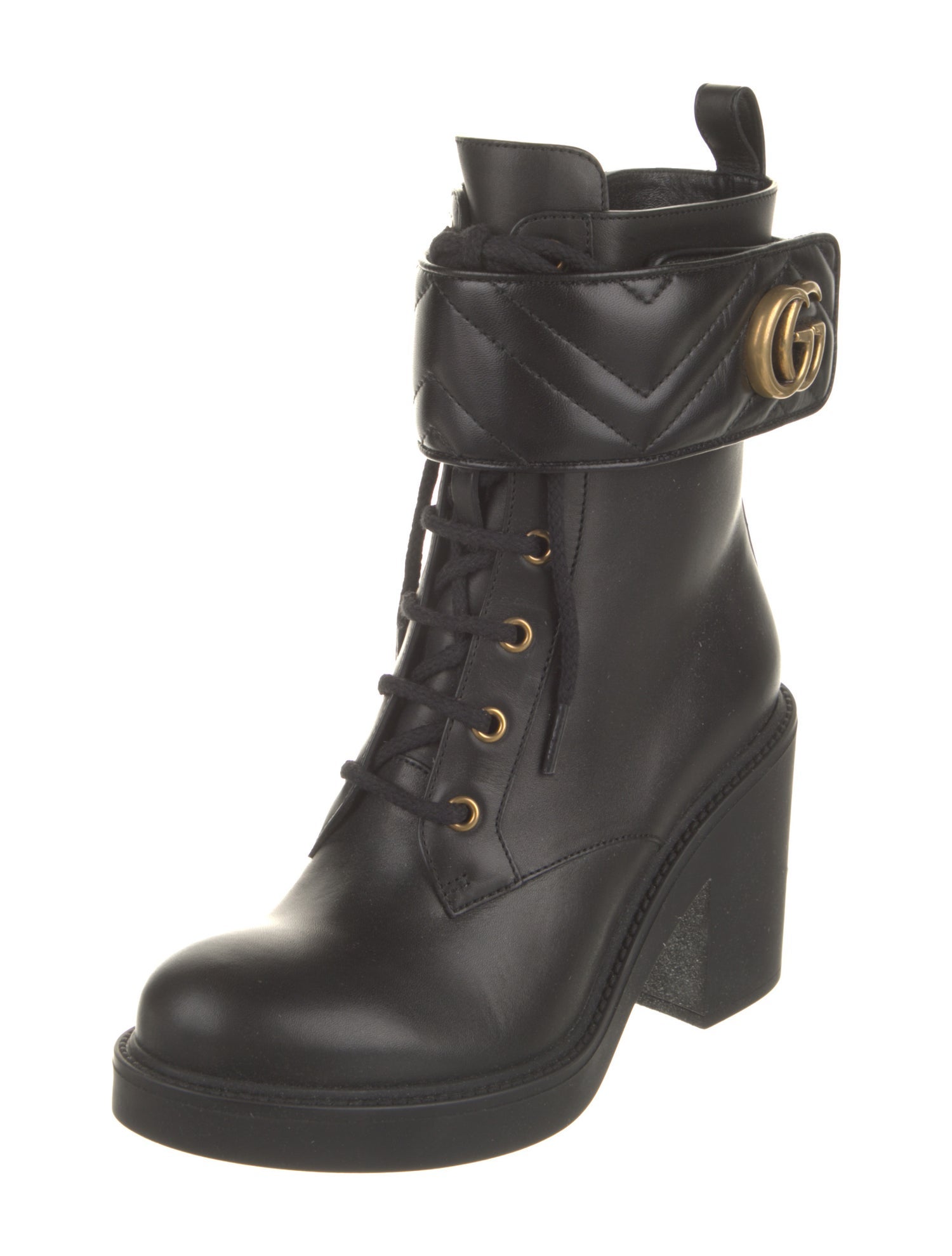 Gucci Double G Logo Leather Lace-Up Boots