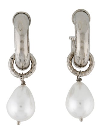 Gucci Faux Pearl Large Clip-On Hoop Earrings