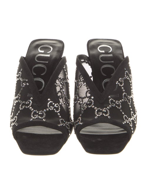 Gucci Leather Crystal Embellishments Slides