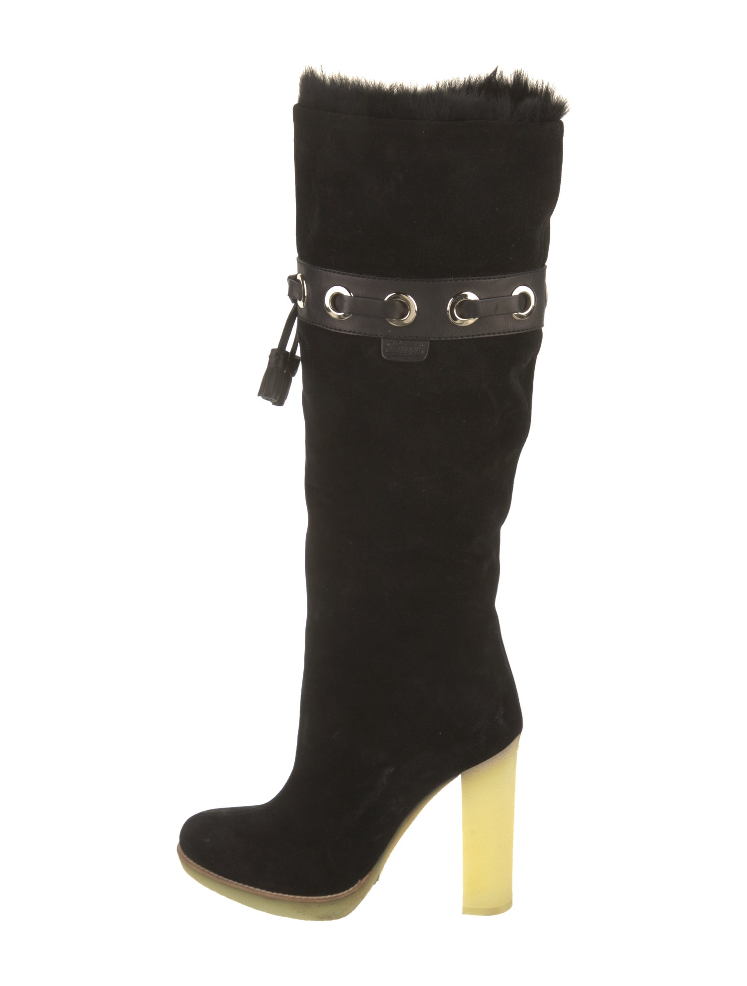 Gucci Suede Leather Trim Embellishment Boots