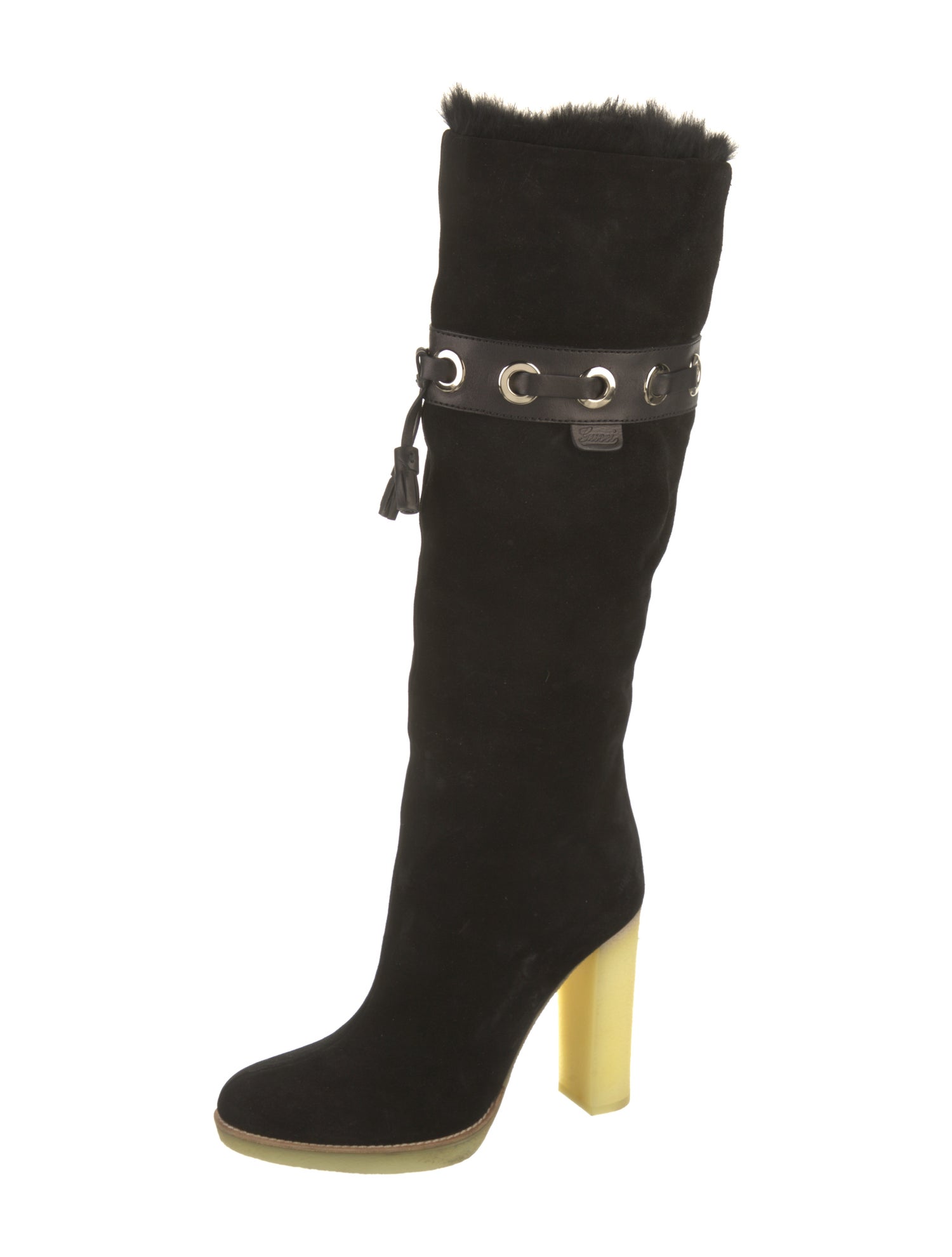 Gucci Suede Leather Trim Embellishment Boots