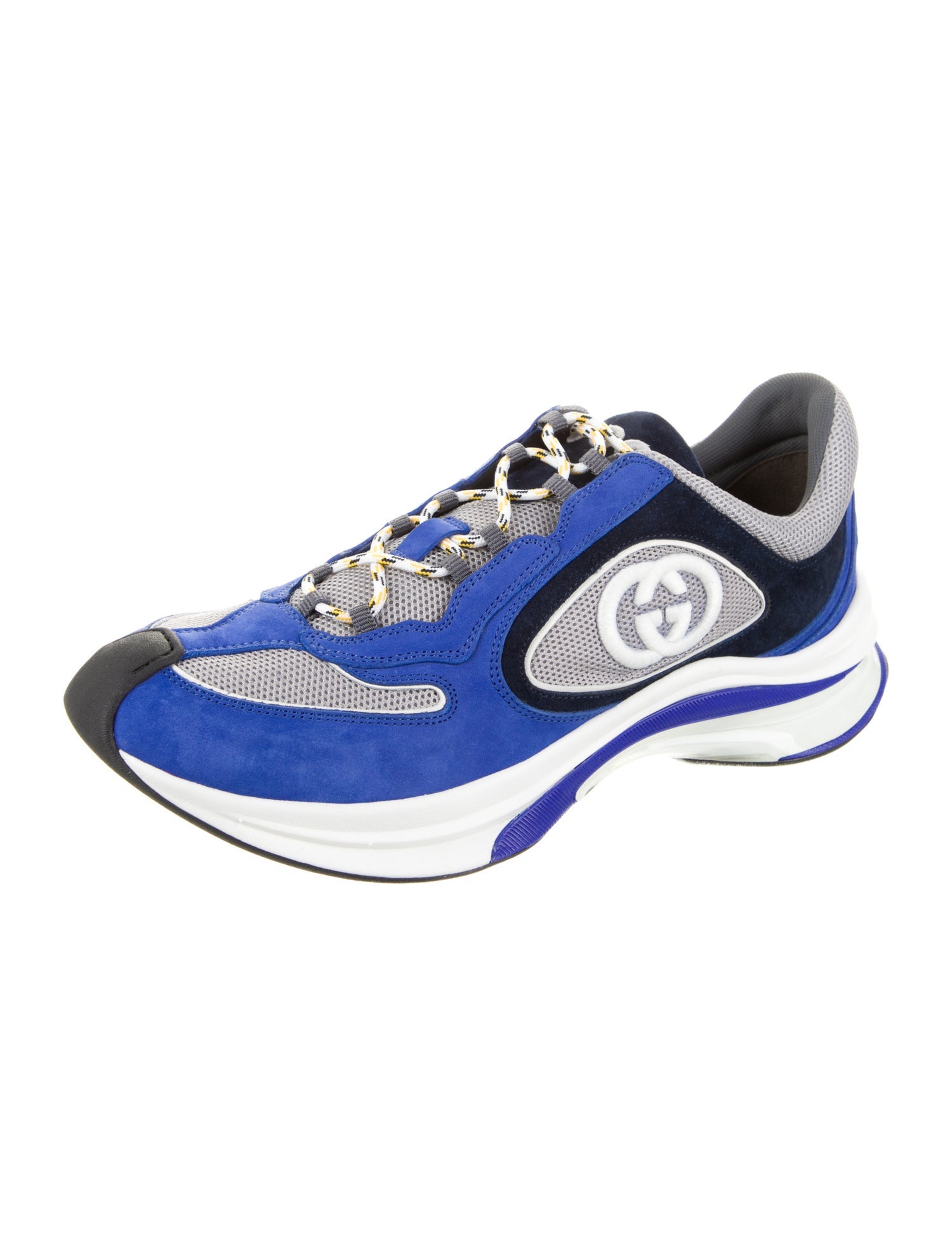 Gucci Suede Colorblock Pattern Sneakers