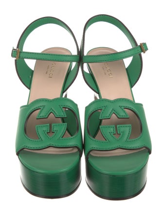 Gucci Interlocking G Logo Leather Sandals