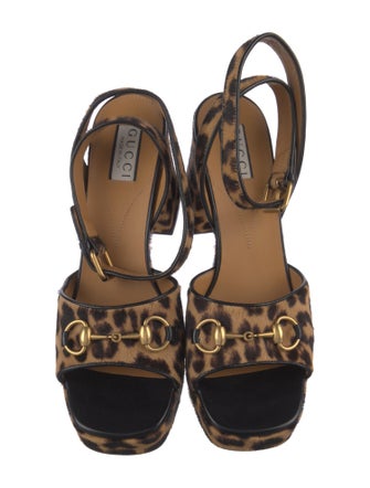 Gucci 1955 Horsebit Accent Ponyhair Sandals