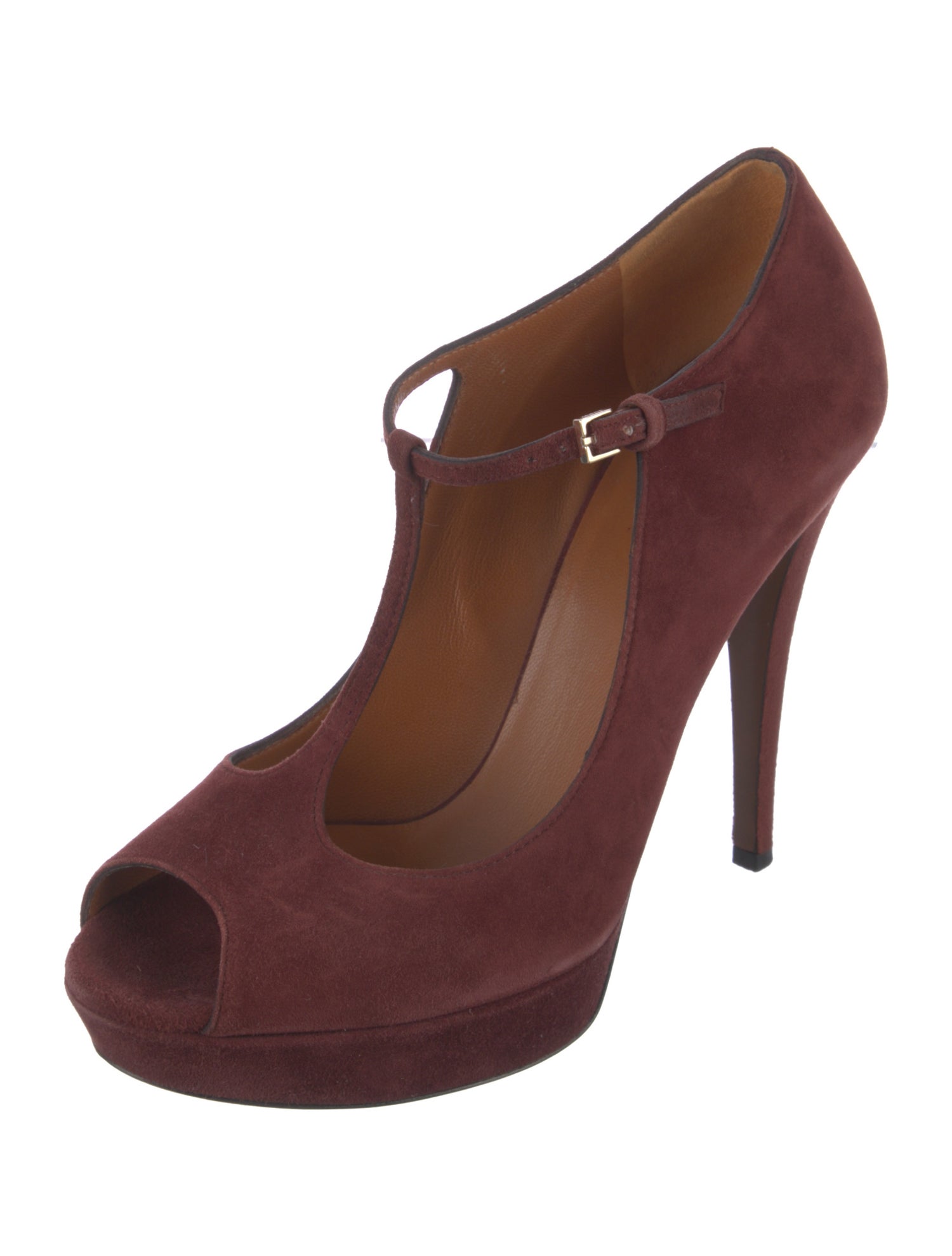 Gucci Suede T-Strap Pumps