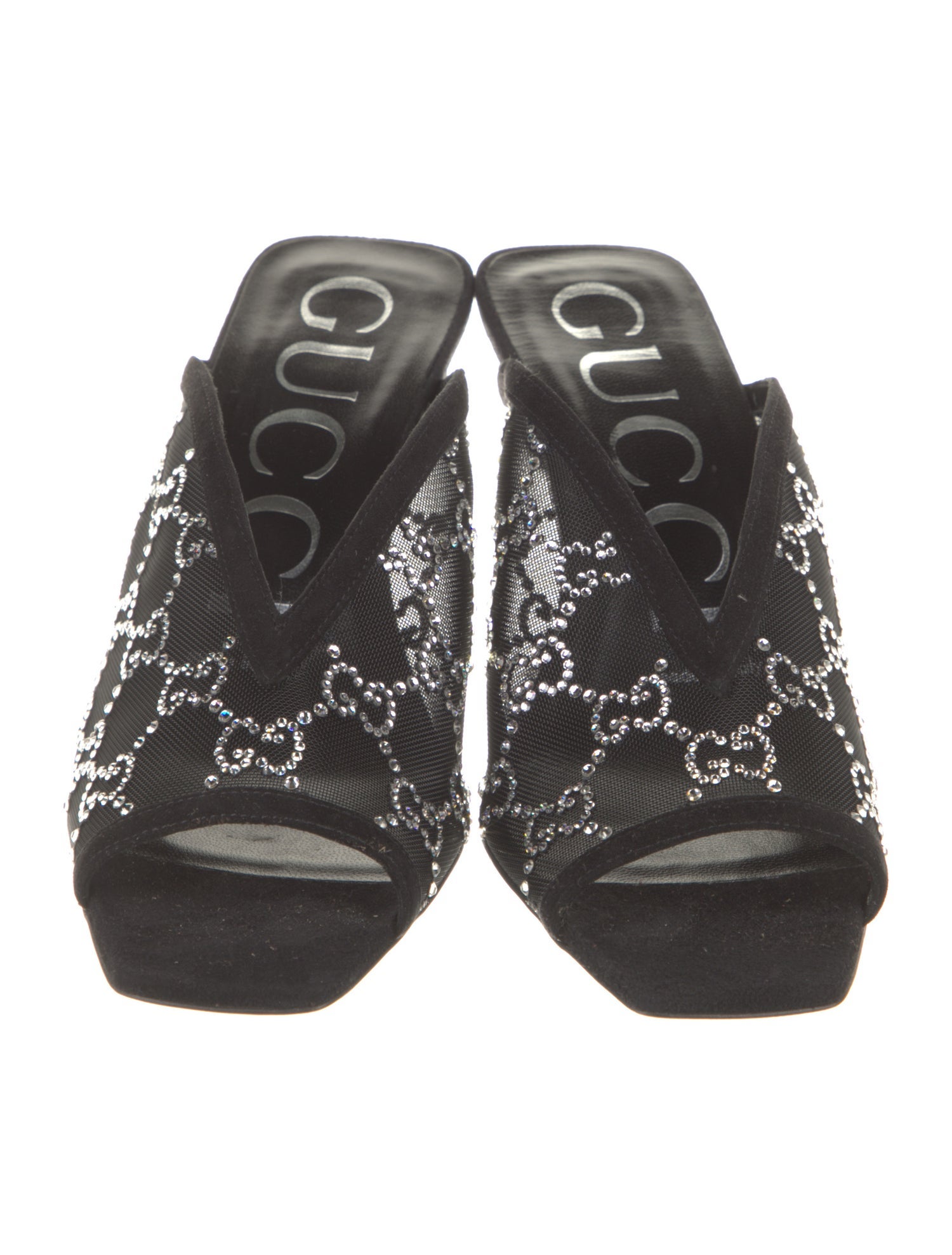 Gucci Mesh Crystal Embellishments Gladiator Sandals