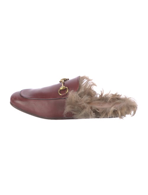 Gucci Leather Fur Trim Mules