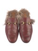 Gucci Leather Fur Trim Mules