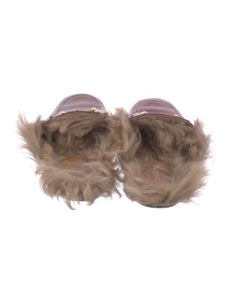 Gucci Leather Fur Trim Mules