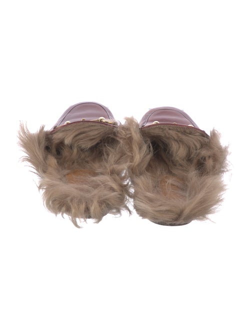 Gucci Leather Fur Trim Mules