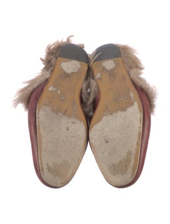 Gucci Leather Fur Trim Mules
