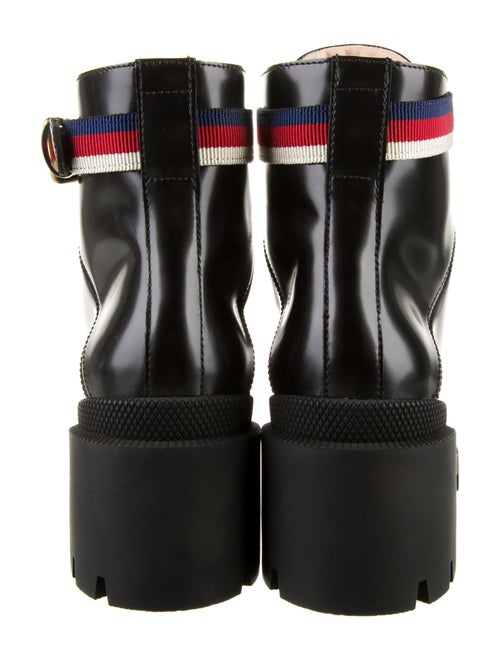 Gucci Sylvie Web Accent Leather Combat Boots