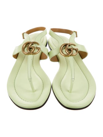 Gucci Double G Logo Leather Slides