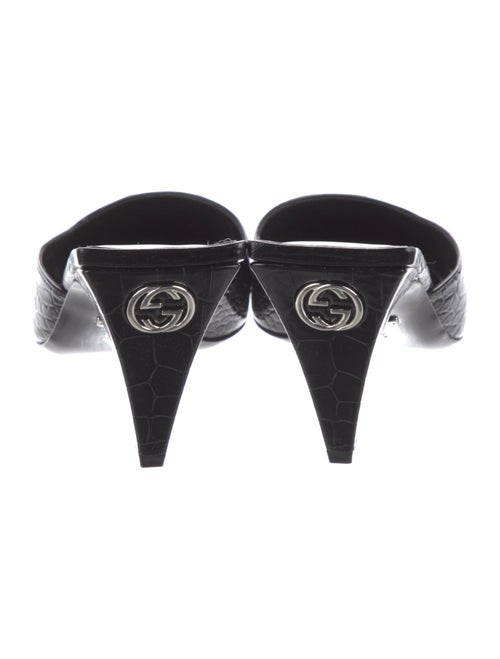 Gucci Interlocking G Logo Embossed Leather Mules