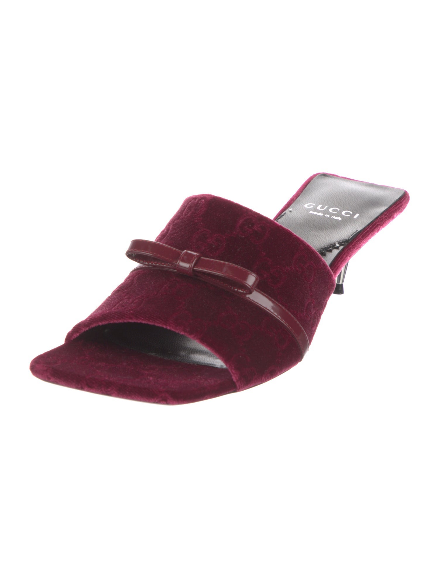 Gucci Velvet Bow Accents Slides