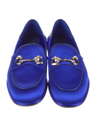 Gucci Horsebit Accent Satin Loafers