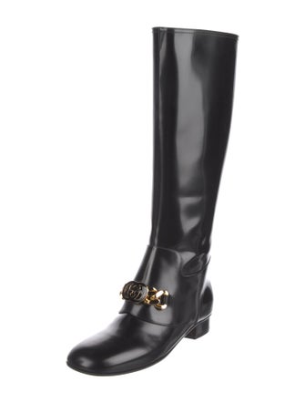 Gucci Interlocking G Logo Leather Riding Boots