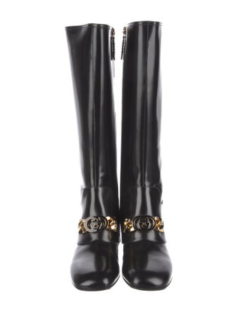 Gucci Interlocking G Logo Leather Riding Boots