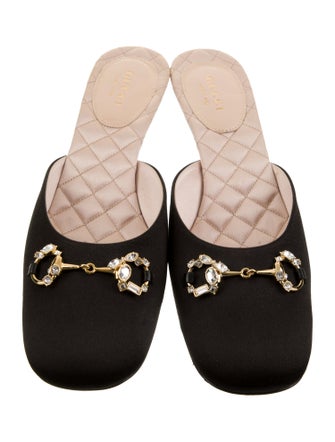 Gucci Horsebit Accent Satin Mules