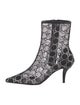 Gucci Mesh Leather Trim Embellishment Sock Boots