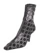 Gucci Mesh Leather Trim Embellishment Sock Boots