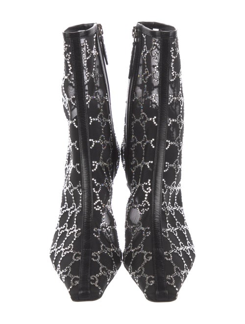 Gucci Mesh Leather Trim Embellishment Sock Boots