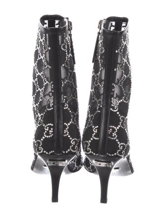 Gucci Mesh Leather Trim Embellishment Sock Boots