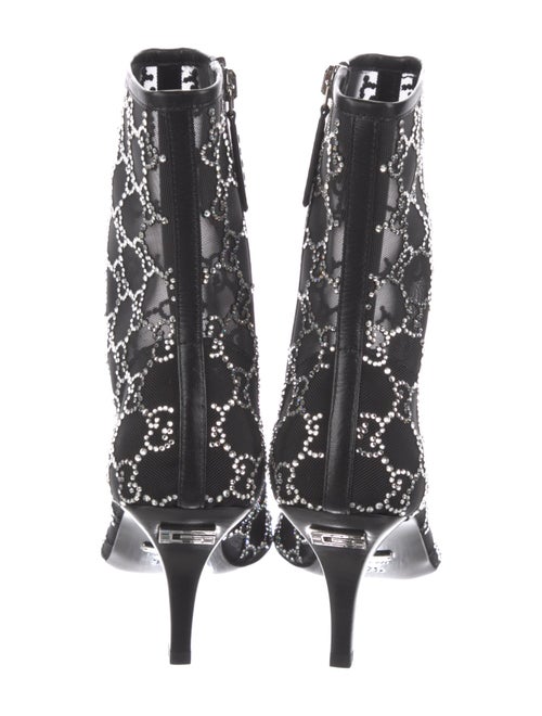 Gucci Mesh Leather Trim Embellishment Sock Boots
