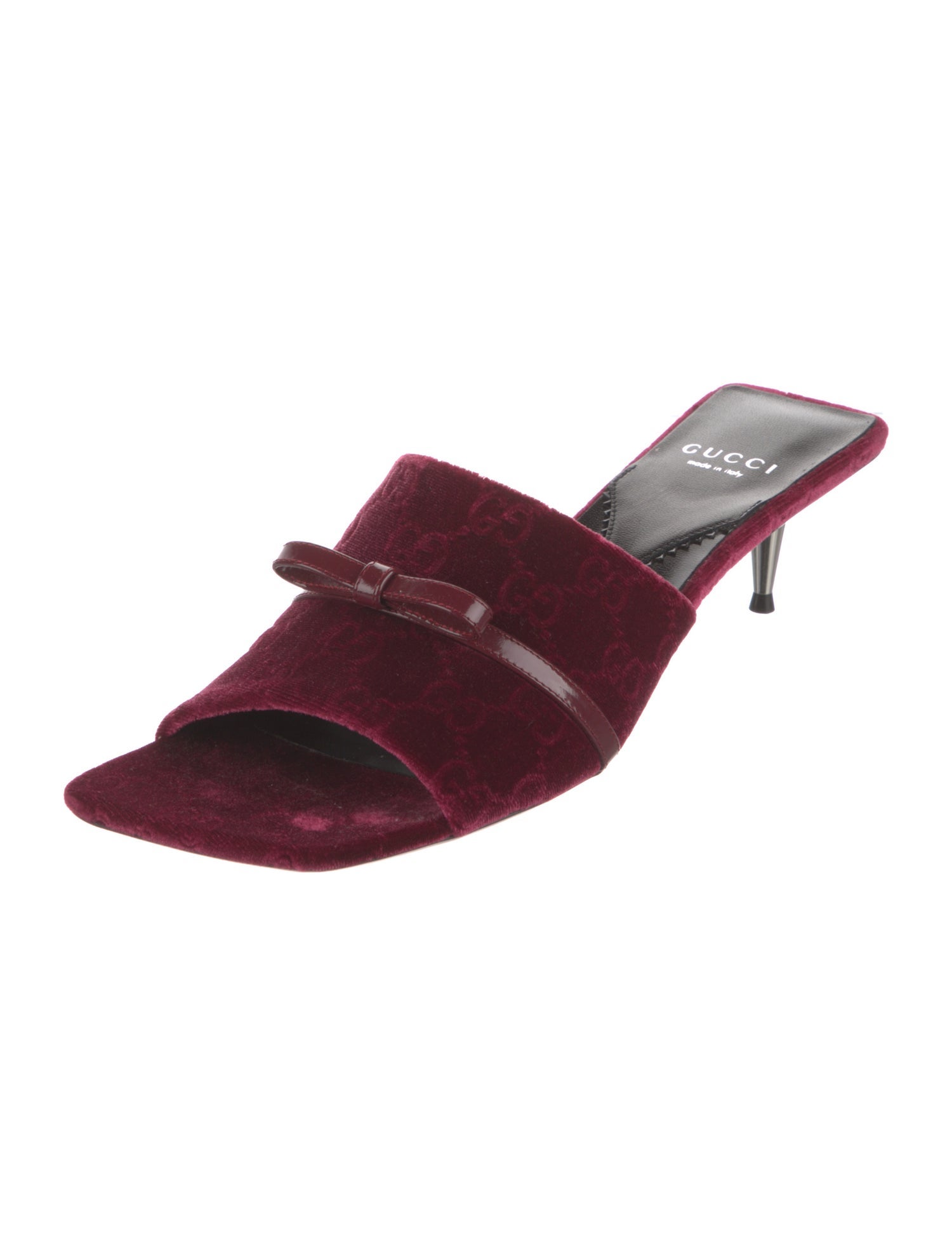 Gucci Velvet Bow Accents Slides