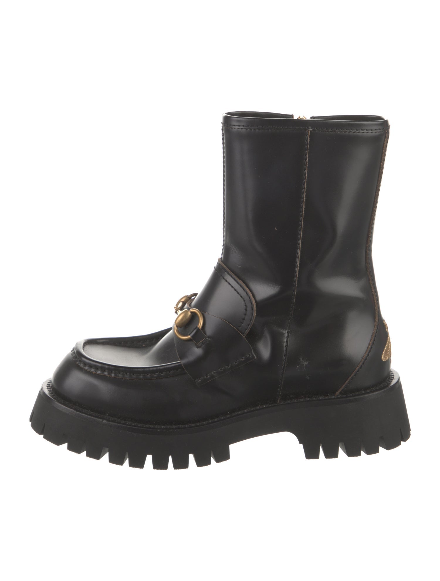 Gucci Horsebit Accent Leather Combat Boots