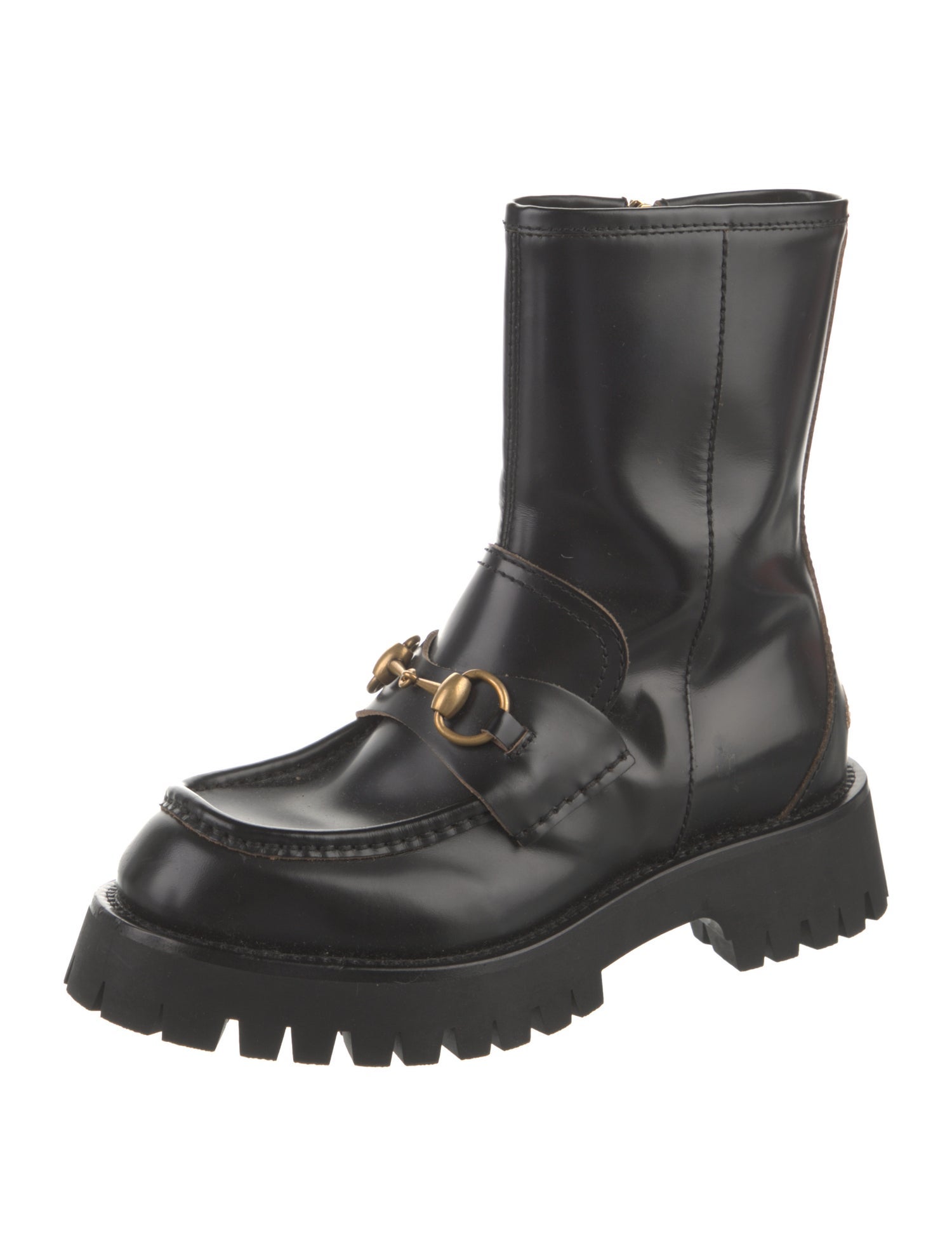 Gucci Horsebit Accent Leather Combat Boots