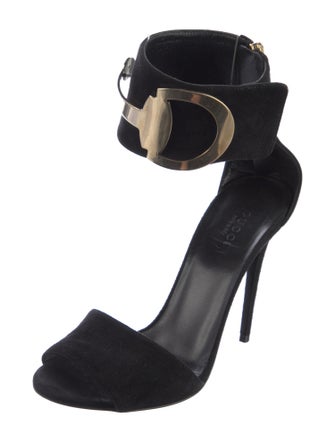 Gucci Hasler Horsebit Accent Suede Sandals