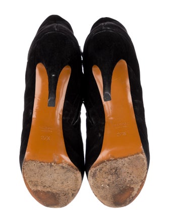 Gucci Suede Fringe Trim Accent Lace-Up Boots