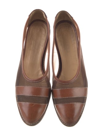 Gucci Mesh Leather Trim Embellishment Ballet Flats