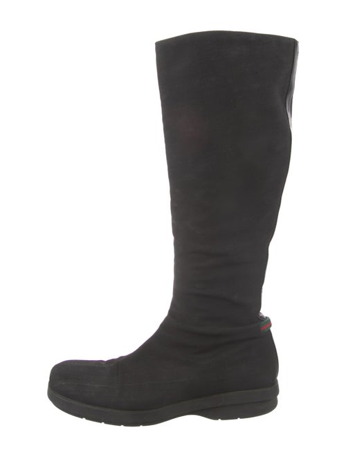 Gucci Web Accent Canvas Riding Boots