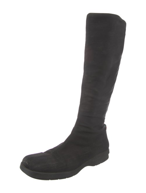 Gucci Web Accent Canvas Riding Boots