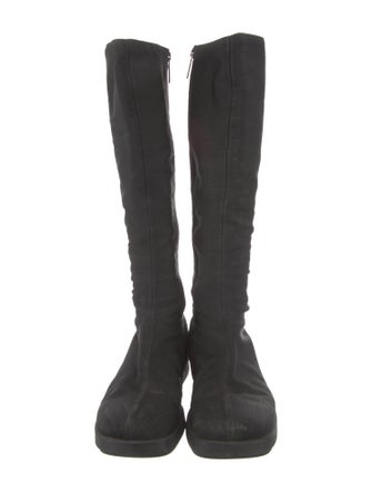 Gucci Web Accent Canvas Riding Boots