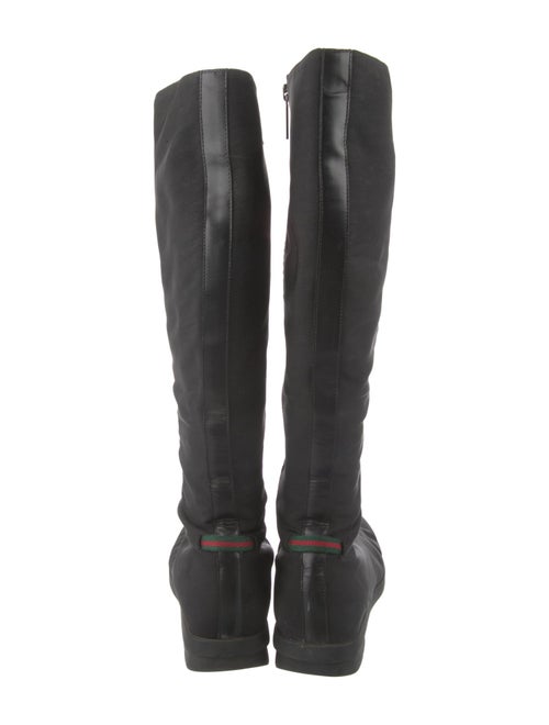 Gucci Web Accent Canvas Riding Boots