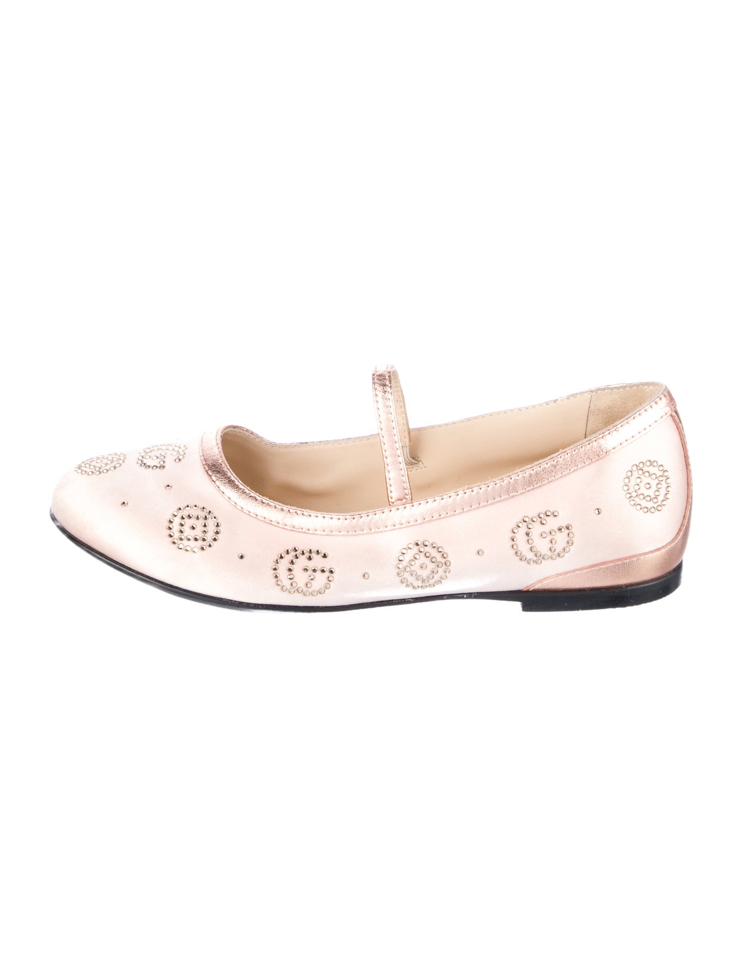 Gucci Toddler Girls' Satin Crystal Embellished Double G Ballet Flats