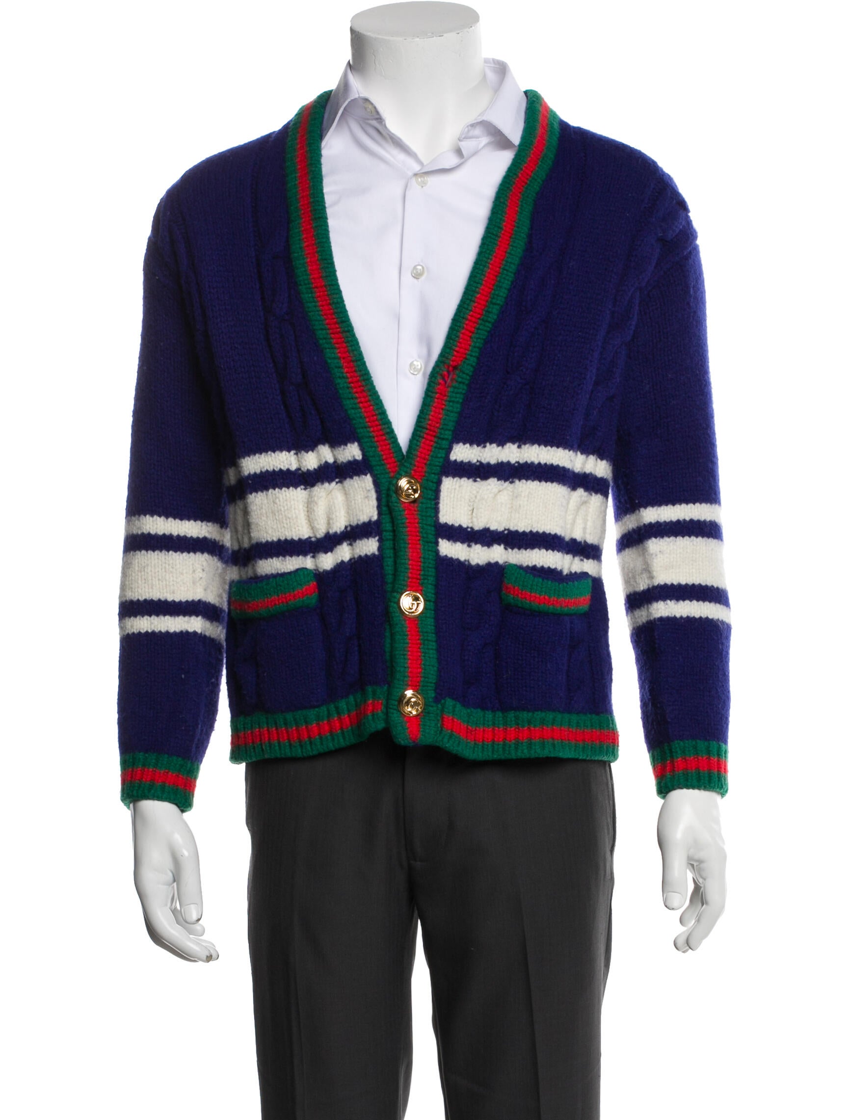 Gucci Web Accent Wool Cardigan