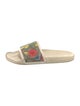 Gucci Flora Print Leather Trim Embellishment Slides
