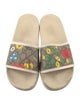 Gucci Flora Print Leather Trim Embellishment Slides