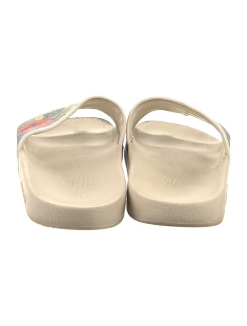 Gucci Flora Print Leather Trim Embellishment Slides