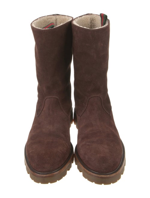 Gucci Web Accent Suede Moto Boots