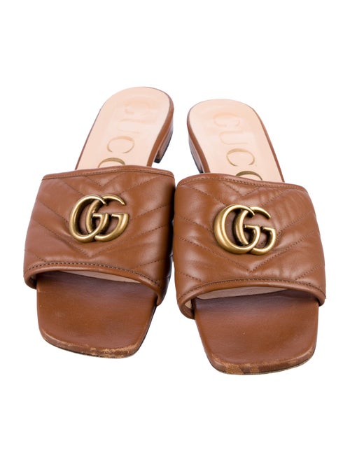 Gucci Running GG Logo Leather Slides