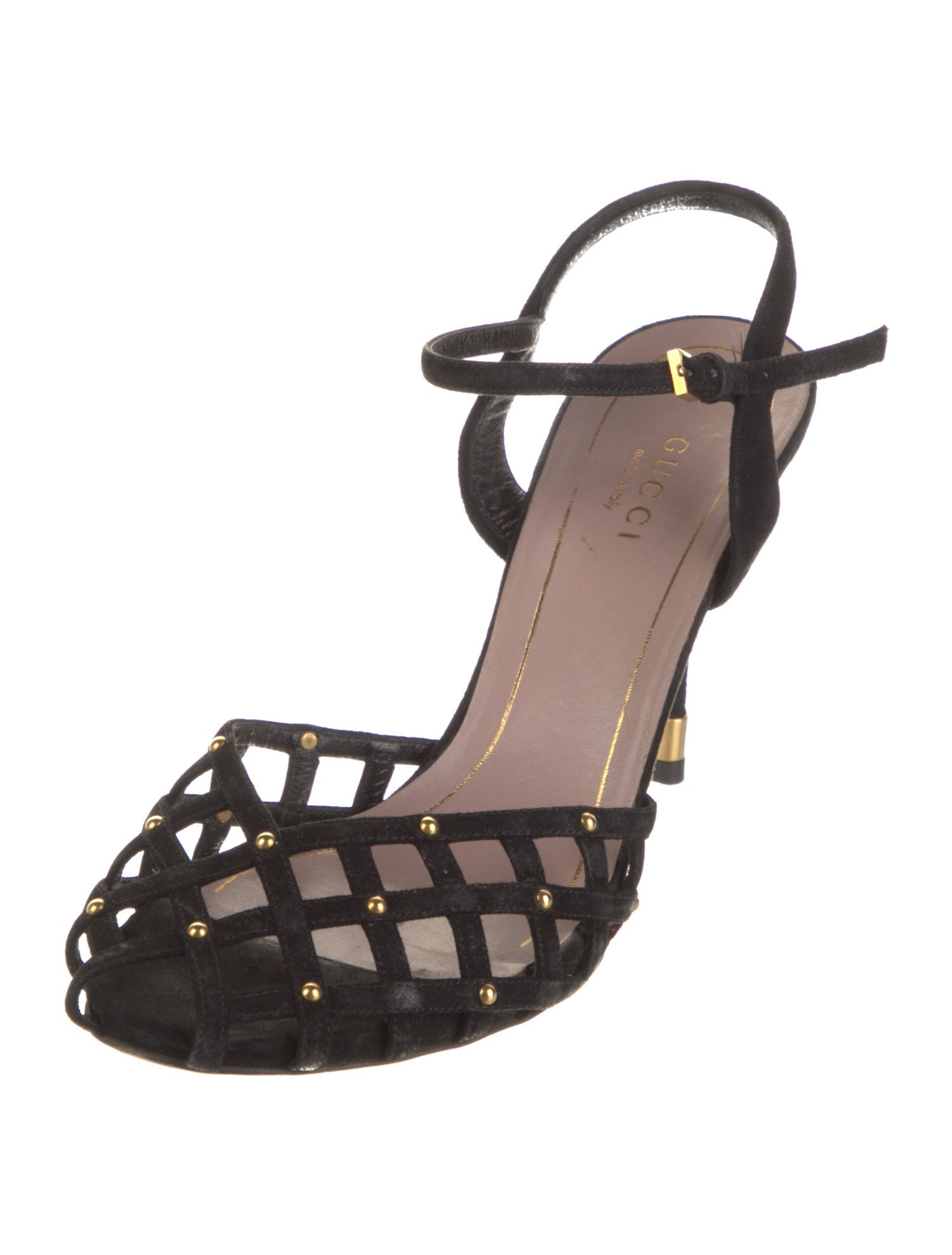 Gucci Suede Studded Accents D'Orsay Pumps