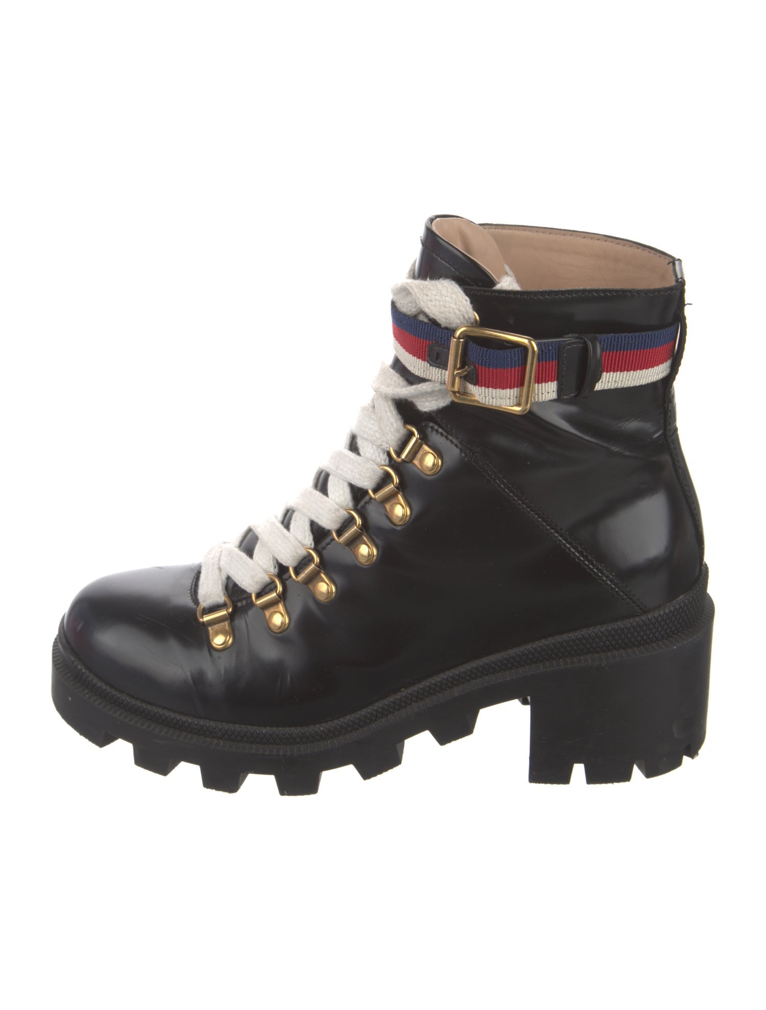 Gucci Leather Printed Combat Boots