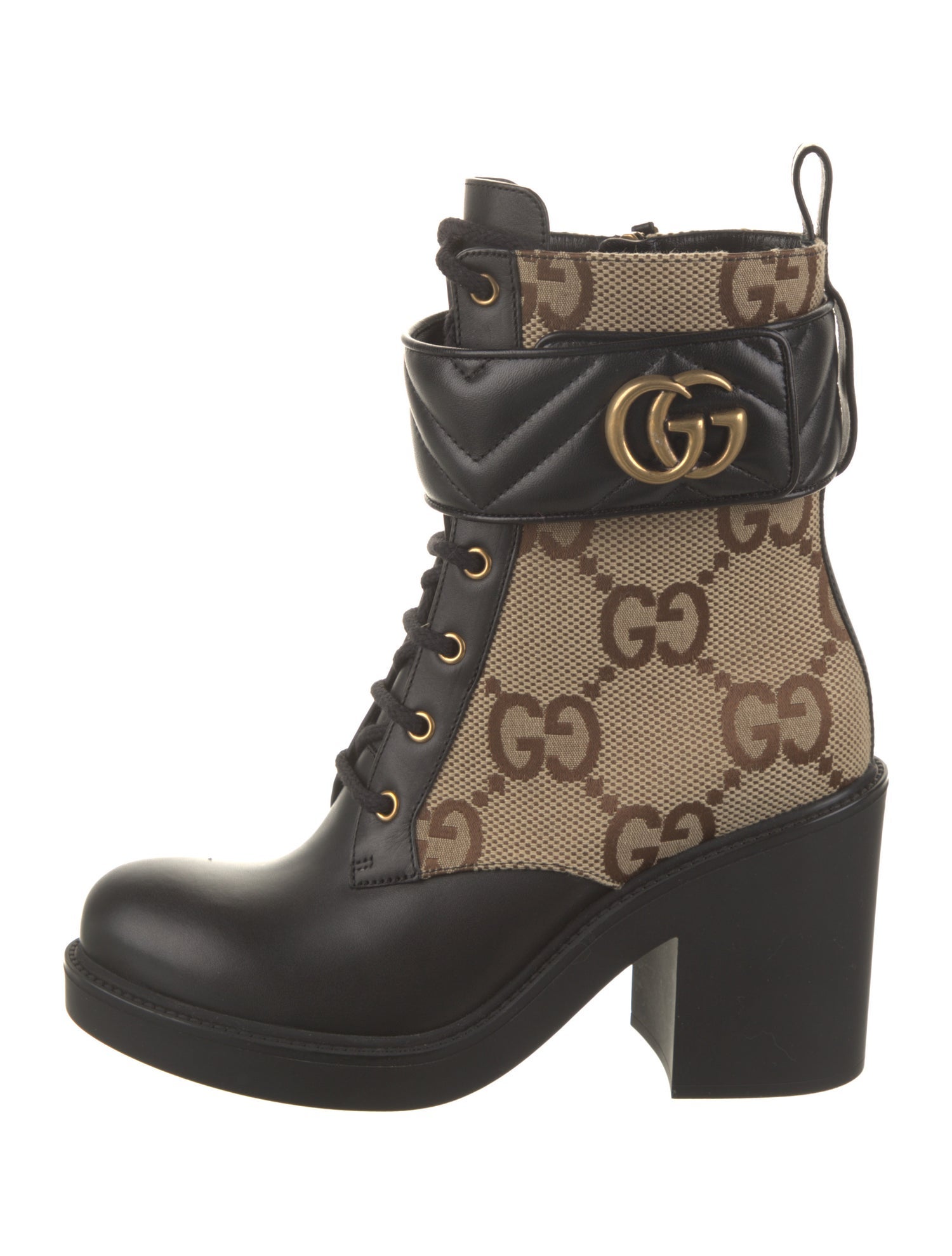 Gucci Leather Printed Combat Boots